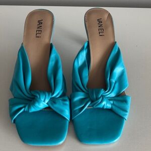 Vaneli Turquoise Knotted Slide Mules